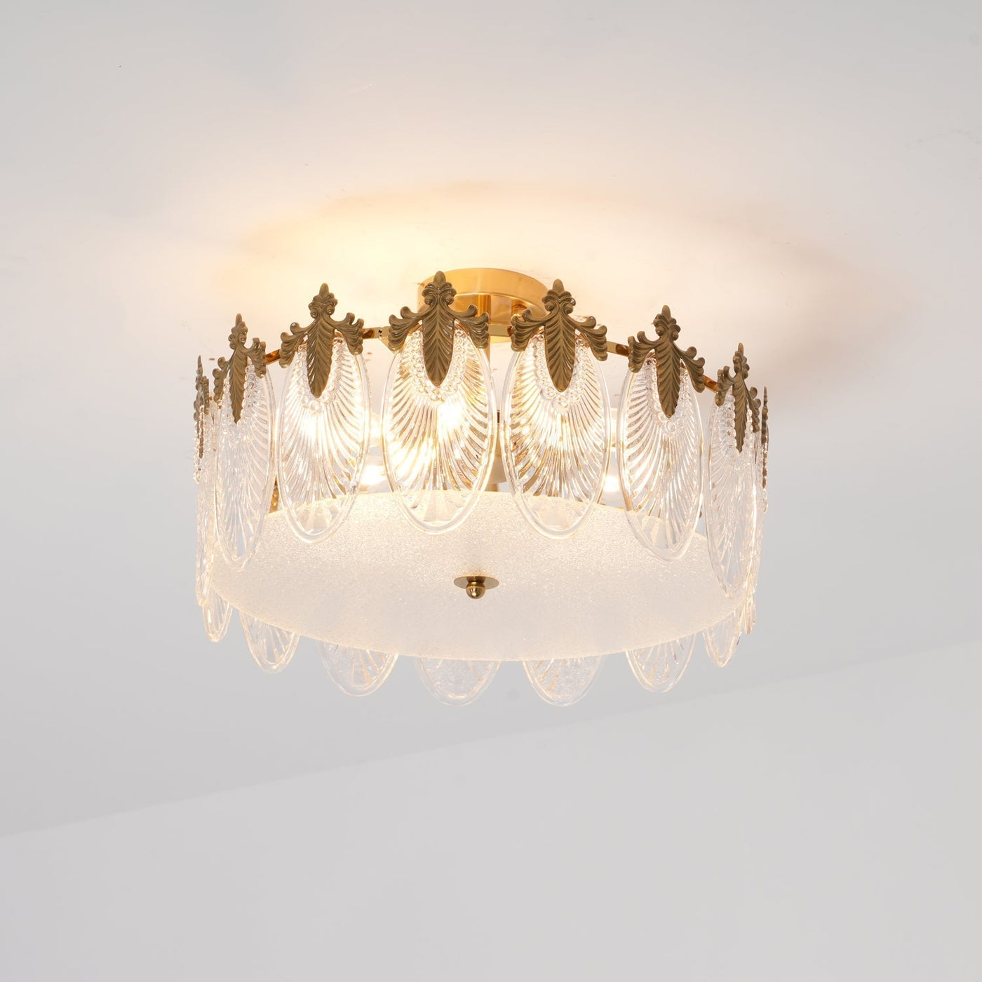 Round Glass Pattern Chandelier – Elegant Decorative Ceiling Light