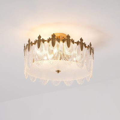 Round Glass Pattern Chandelier – Elegant Decorative Ceiling Light
