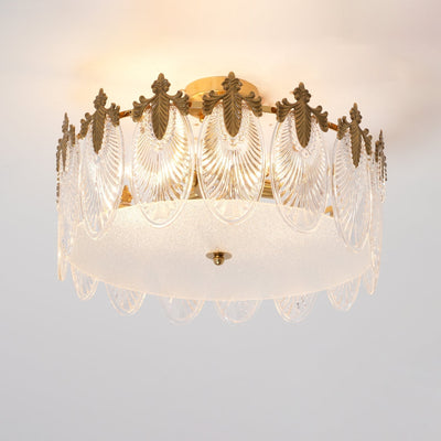 Round Glass Pattern Chandelier – Elegant Decorative Ceiling Light