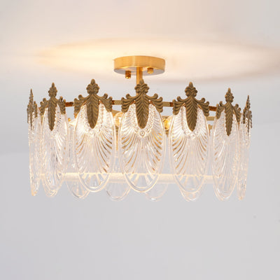Round Glass Pattern Chandelier – Elegant Decorative Ceiling Light