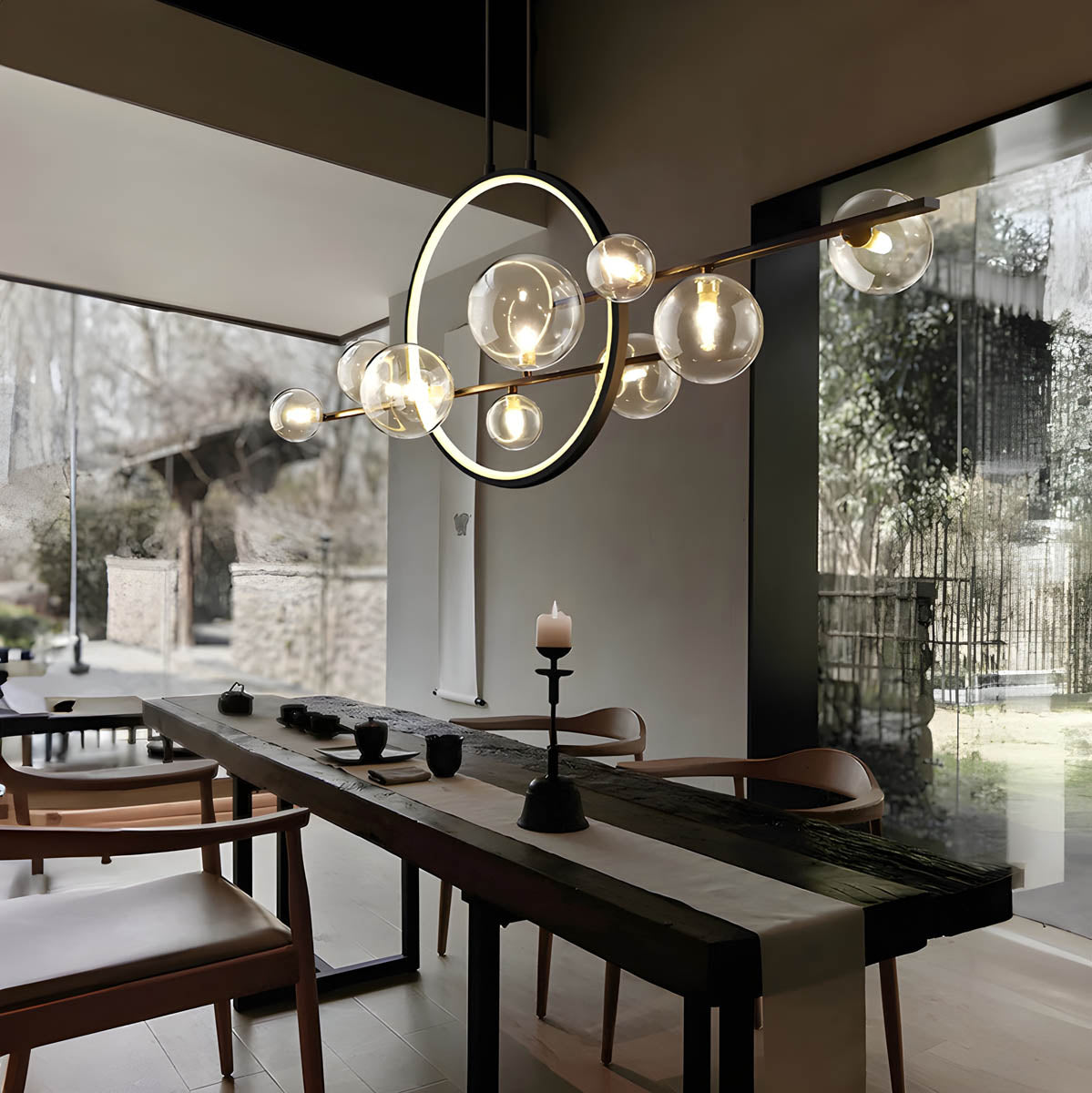 ELARA Modern Pendant Light – Sophisticated Ring & Glass Globe Design
