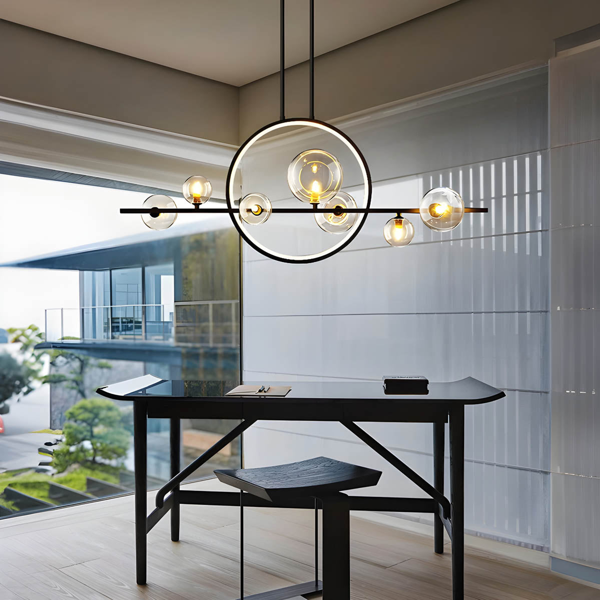 ELARA Modern Pendant Light – Sophisticated Ring & Glass Globe Design