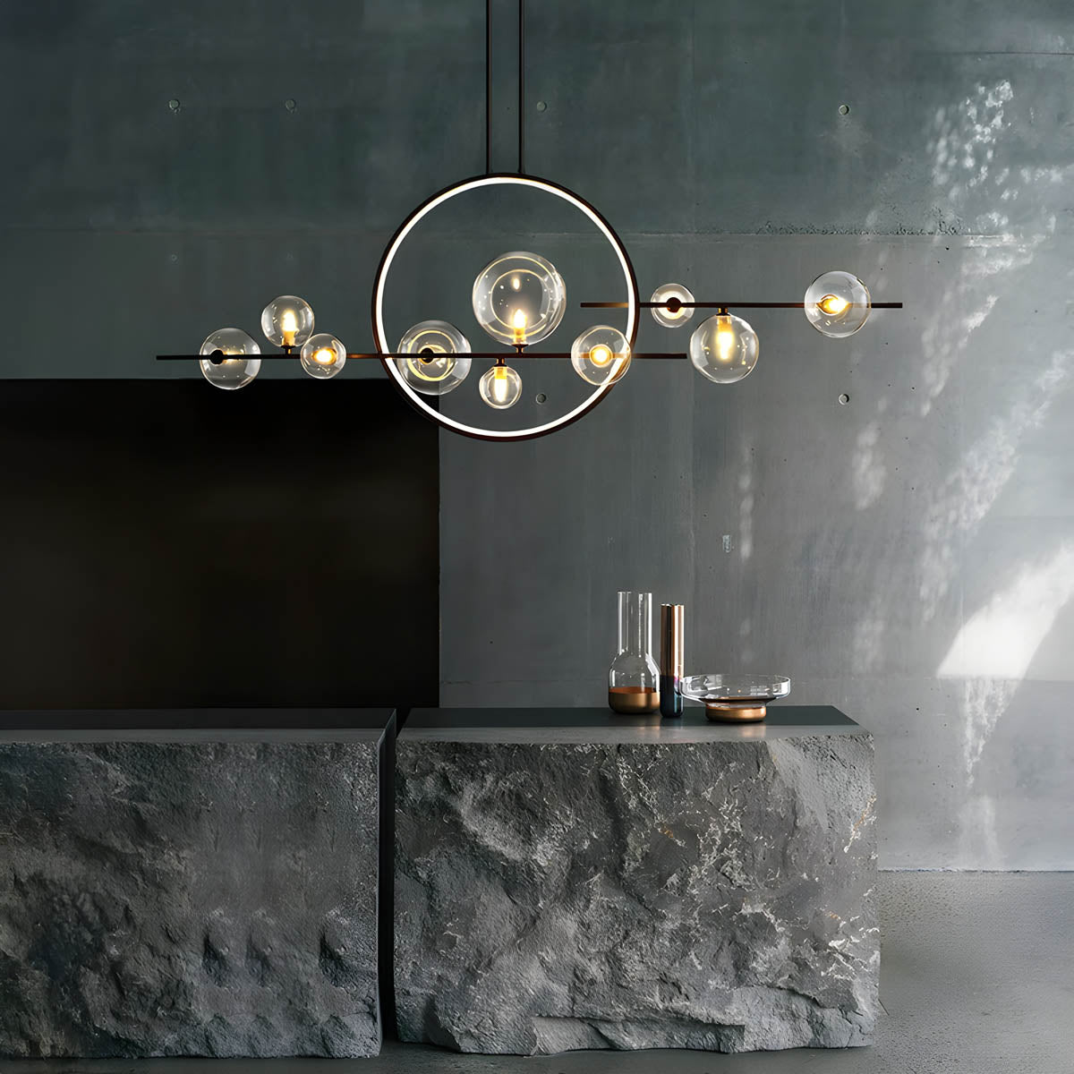 ELARA Modern Pendant Light – Sophisticated Ring & Glass Globe Design