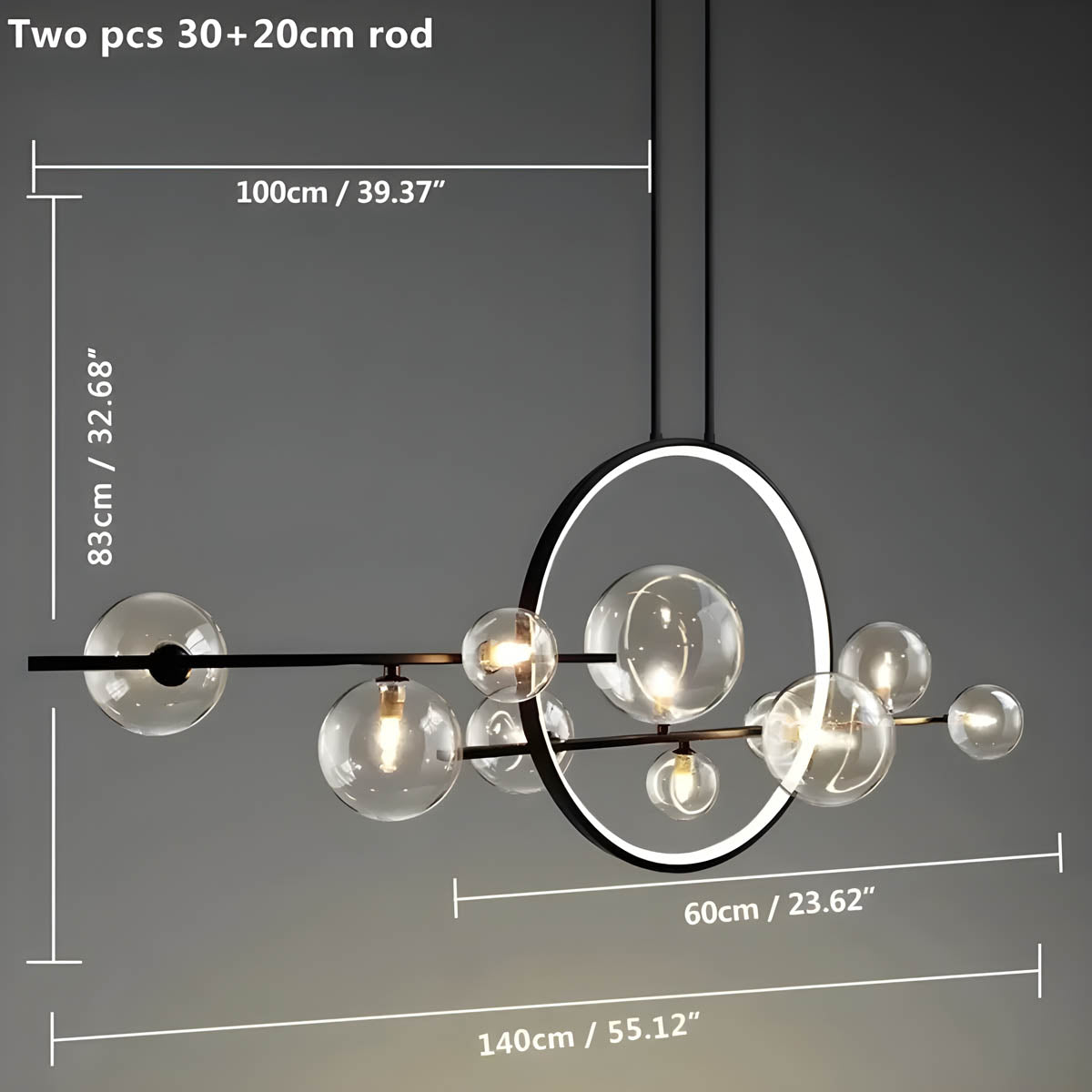 ELARA Modern Pendant Light – Sophisticated Ring & Glass Globe Design