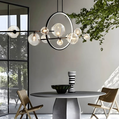 ELARA Modern Pendant Light – Sophisticated Ring & Glass Globe Design