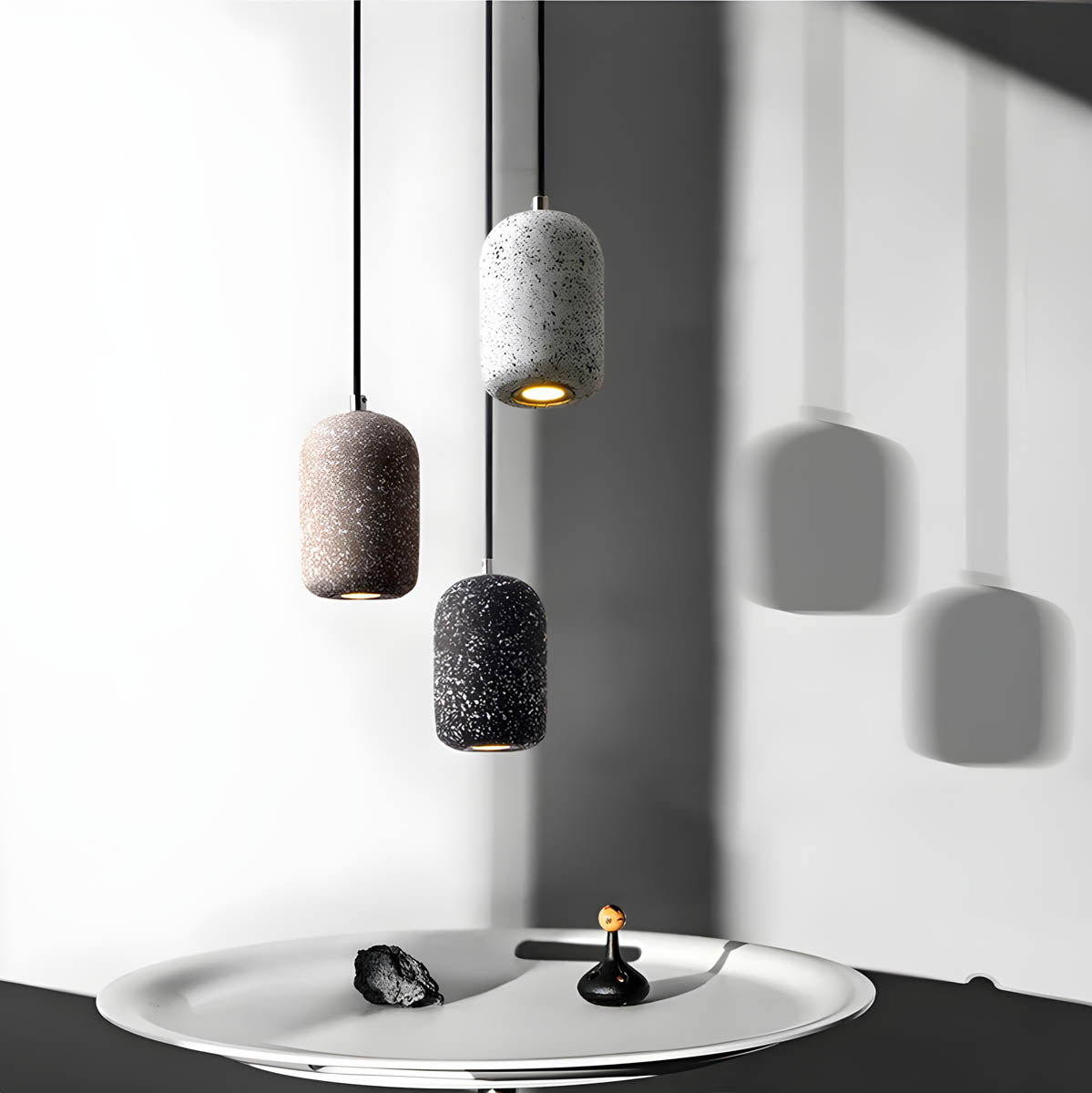 Ferro Industrial Pendant Light – Minimalist Concrete & Glass Hanging Lamp