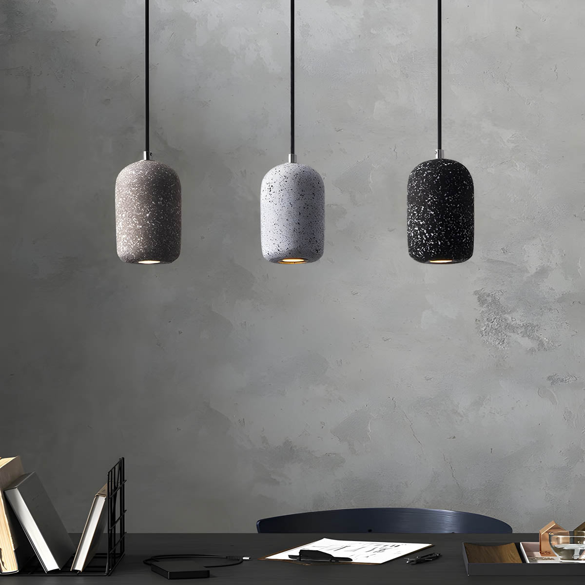 Ferro Industrial Pendant Light – Minimalist Concrete & Glass Hanging Lamp