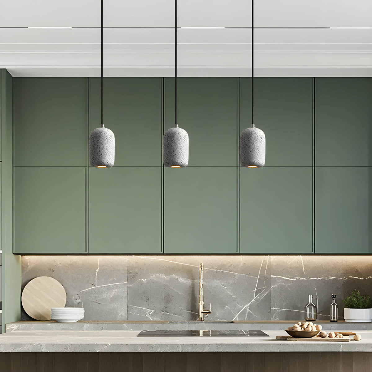 Ferro Industrial Pendant Light – Minimalist Concrete & Glass Hanging Lamp