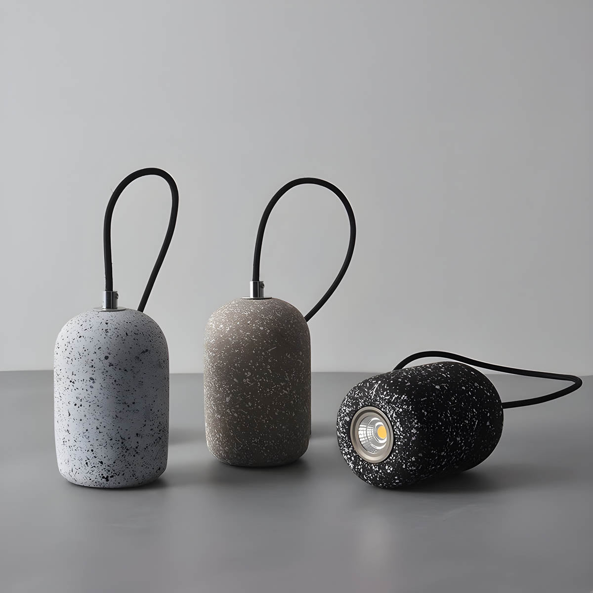 Ferro Industrial Pendant Light – Minimalist Concrete & Glass Hanging Lamp