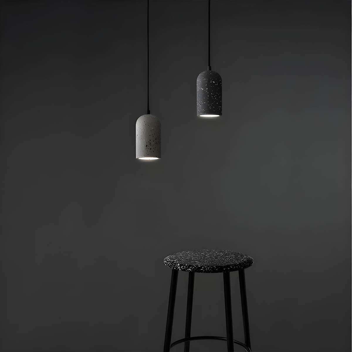 FORGI Concrete Pendant Light – Industrial LED Hanging Lamp (G4, Adjustable Height)