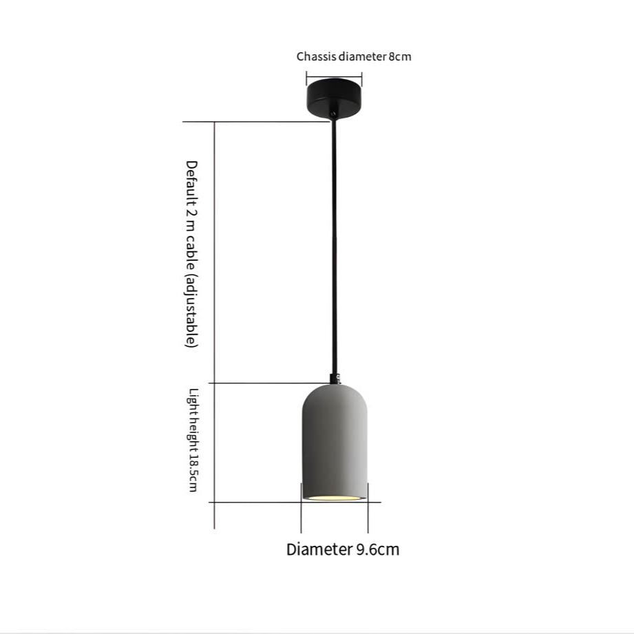FORGI Concrete Pendant Light – Industrial LED Hanging Lamp (G4, Adjustable Height)