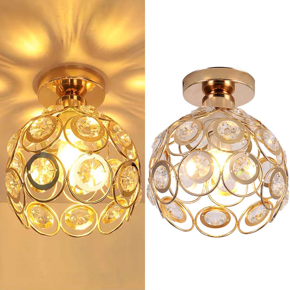 Fancy Gold Luxury Ceiling Light – Elegant Crystal Ball Flush Mount for Hallways & Entryways