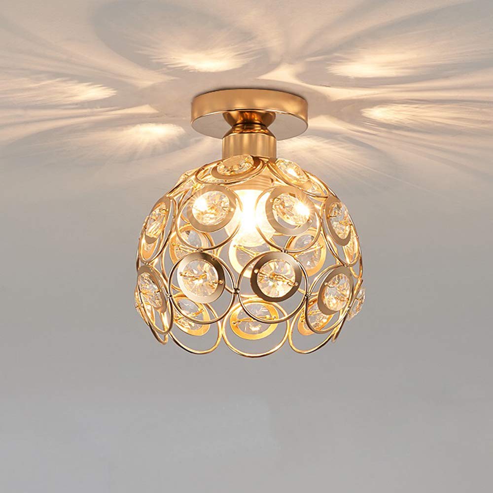 Fancy Gold Luxury Ceiling Light – Elegant Crystal Ball Flush Mount for Hallways & Entryways