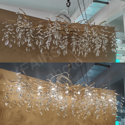 French Style Branch Crystal Chandelier – Luxury LED Pendant Light (G9, Adjustable Height)