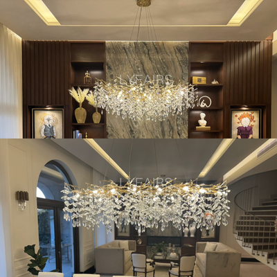 French Style Branch Crystal Chandelier – Luxury LED Pendant Light (G9, Adjustable Height)