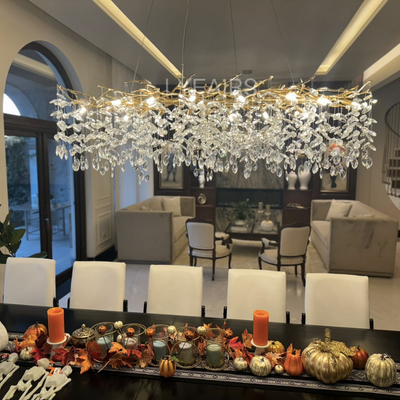 French Style Branch Crystal Chandelier – Luxury LED Pendant Light (G9, Adjustable Height)