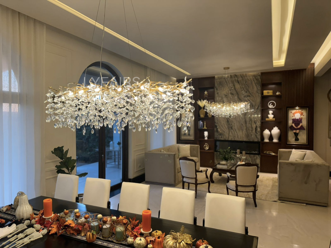 French Style Branch Crystal Chandelier – Luxury LED Pendant Light (G9, Adjustable Height)