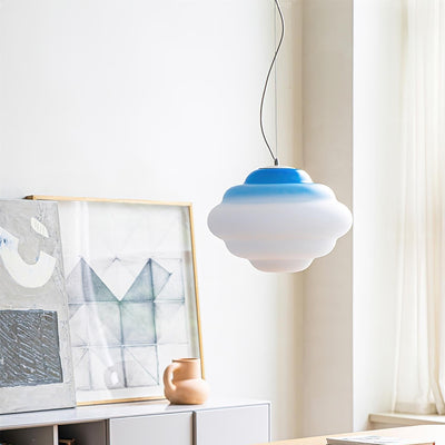 Gradient Cloudy Pendant Light – Frosted Glass Hanging Lamp in Vibrant Colours (E26/E27, Adjustable)
