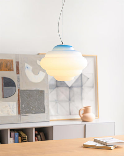 Gradient Cloudy Pendant Light – Frosted Glass Hanging Lamp in Vibrant Colours (E26/E27, Adjustable)