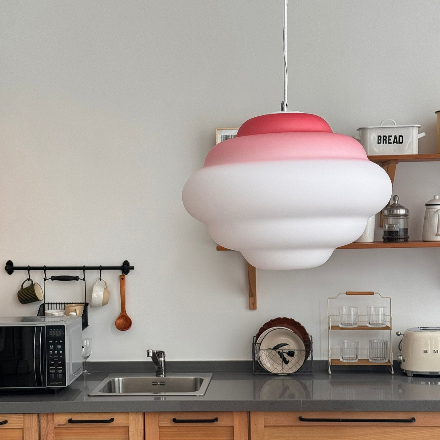 Gradient Cloudy Pendant Light – Frosted Glass Hanging Lamp in Vibrant Colours (E26/E27, Adjustable)