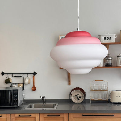 Gradient Cloudy Pendant Light – Frosted Glass Hanging Lamp in Vibrant Colours (E26/E27, Adjustable)