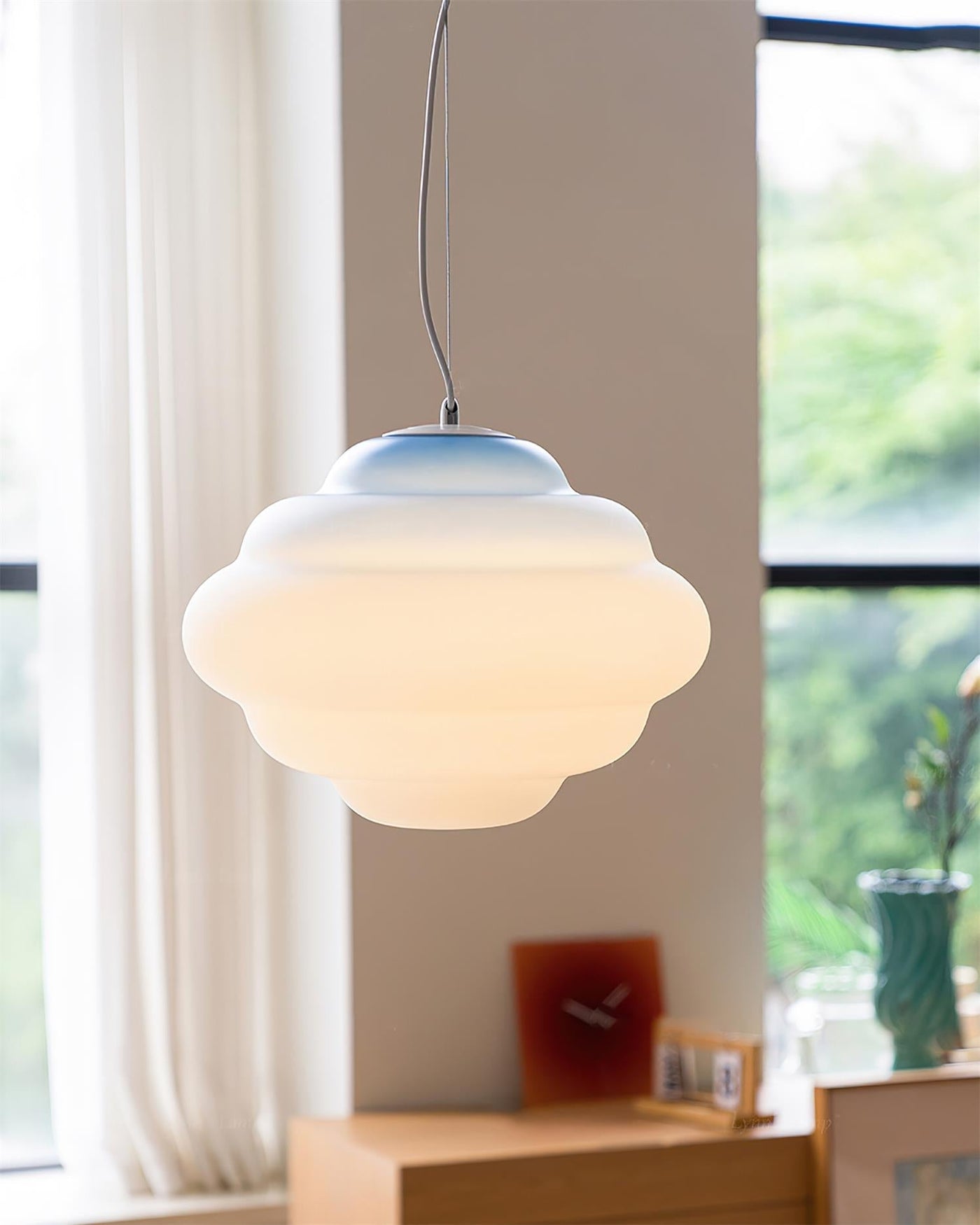Gradient Cloudy Pendant Light – Frosted Glass Hanging Lamp in Vibrant Colours (E26/E27, Adjustable)