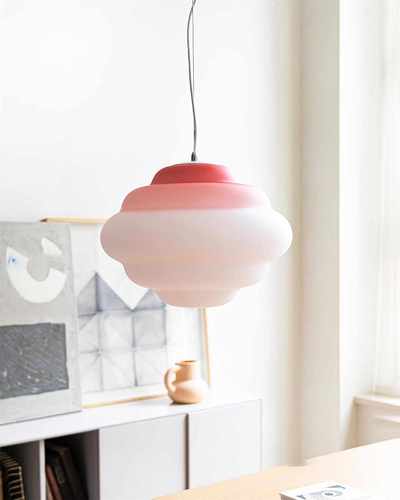 Gradient Cloudy Pendant Light – Frosted Glass Hanging Lamp in Vibrant Colours (E26/E27, Adjustable)