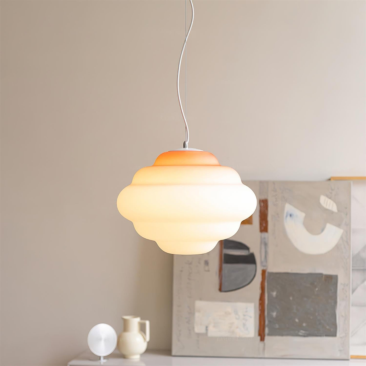 Gradient Cloudy Pendant Light – Frosted Glass Hanging Lamp in Vibrant Colours (E26/E27, Adjustable)