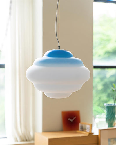 Gradient Cloudy Pendant Light – Frosted Glass Hanging Lamp in Vibrant Colours (E26/E27, Adjustable)