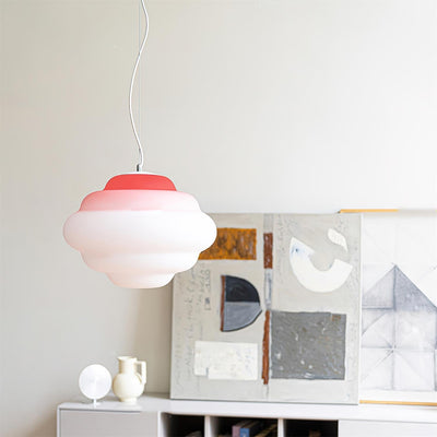 Gradient Cloudy Pendant Light – Frosted Glass Hanging Lamp in Vibrant Colours (E26/E27, Adjustable)