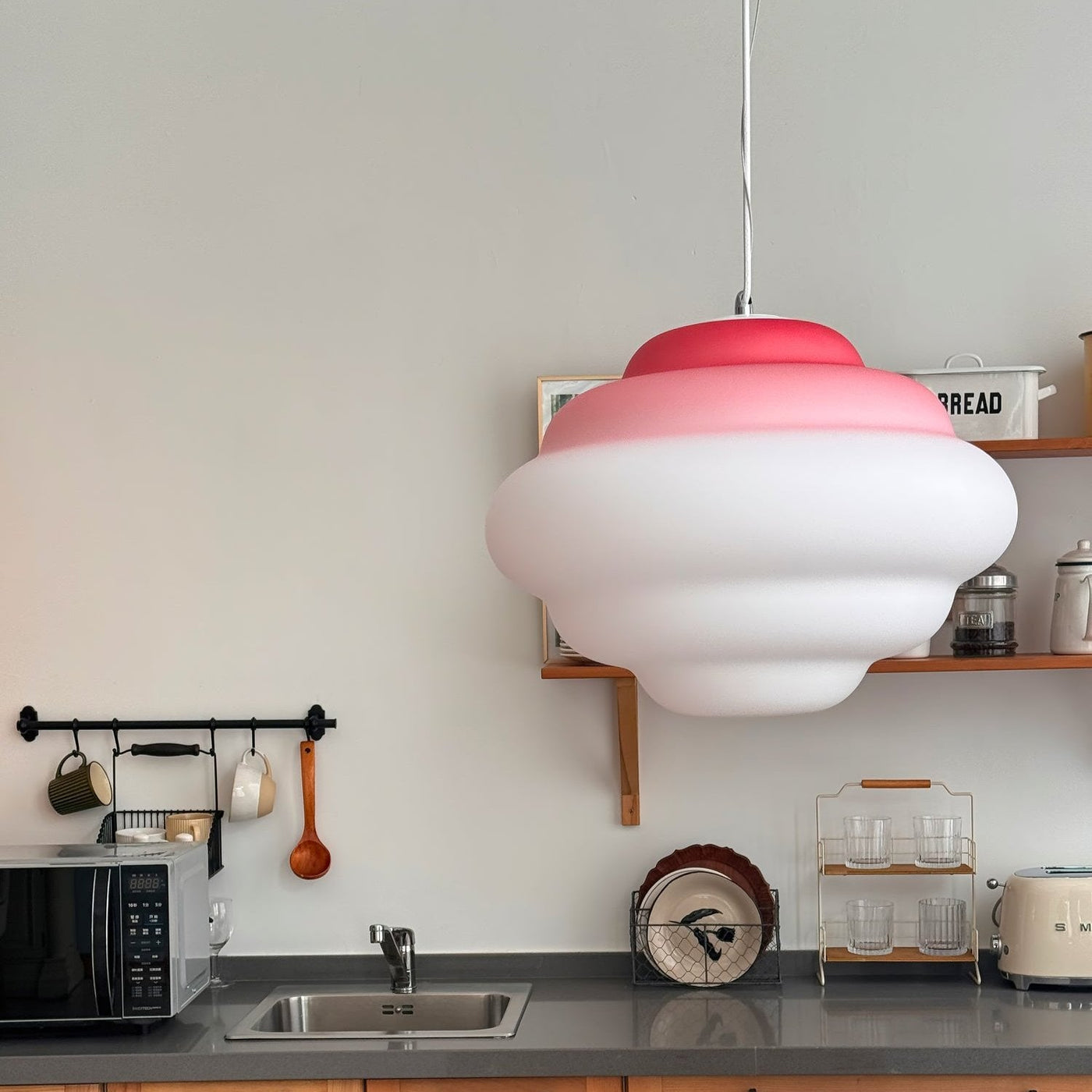 Gradient Cloudy Pendant Light – Frosted Glass Hanging Lamp in Vibrant Colours (E26/E27, Adjustable)