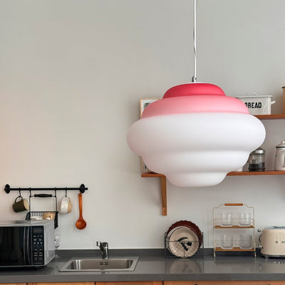 Gradient Cloudy Pendant Light – Frosted Glass Hanging Lamp in Vibrant Colours (E26/E27, Adjustable)