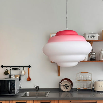 Gradient Cloudy Pendant Light – Frosted Glass Hanging Lamp in Vibrant Colours (E26/E27, Adjustable)