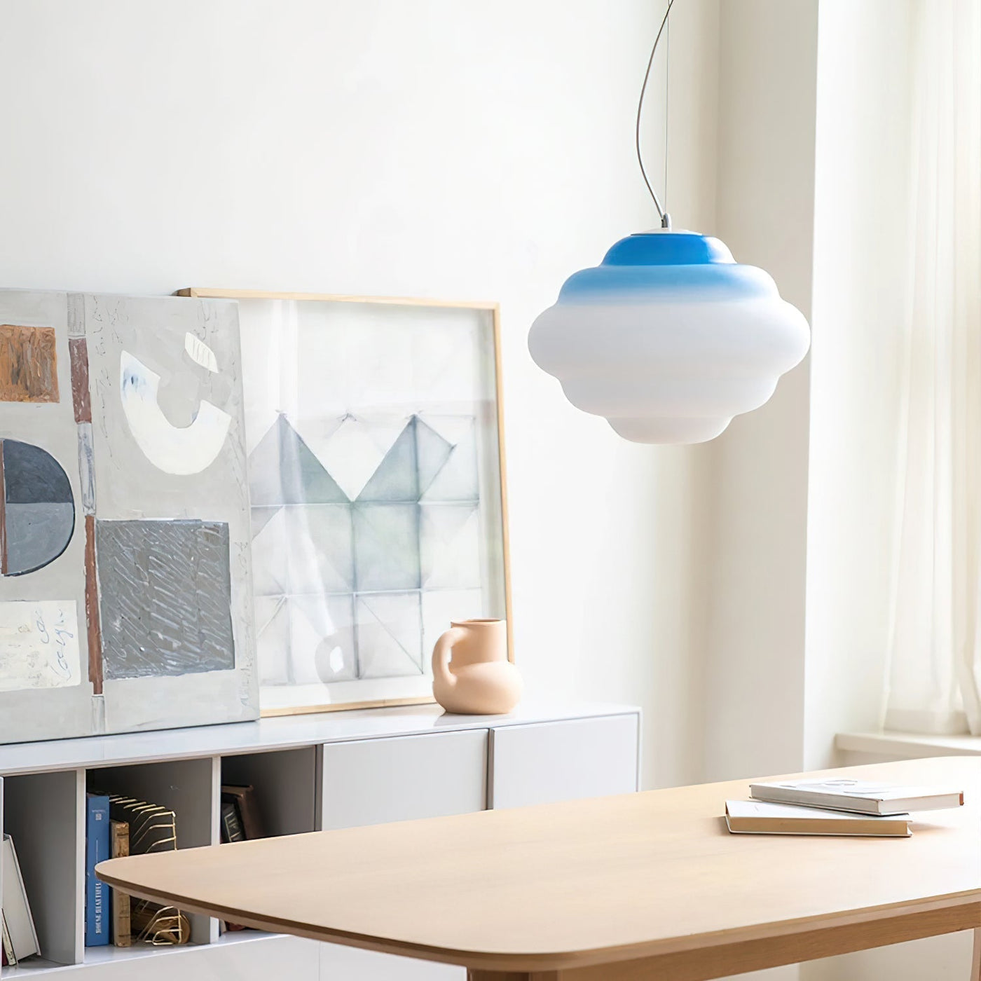 Gradient Cloudy Pendant Light – Frosted Glass Hanging Lamp in Vibrant Colours (E26/E27, Adjustable)