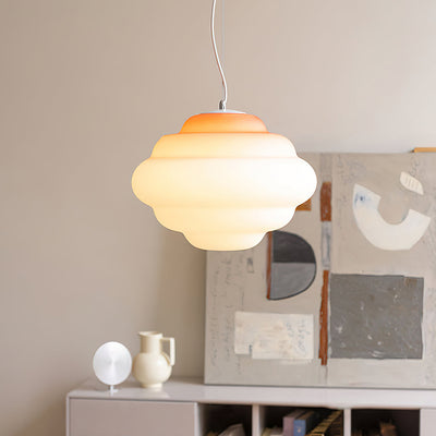 Gradient Cloudy Pendant Light – Frosted Glass Hanging Lamp in Vibrant Colours (E26/E27, Adjustable)