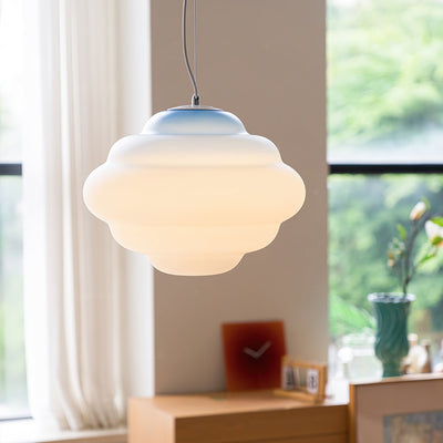 Gradient Cloudy Pendant Light – Frosted Glass Hanging Lamp in Vibrant Colours (E26/E27, Adjustable)