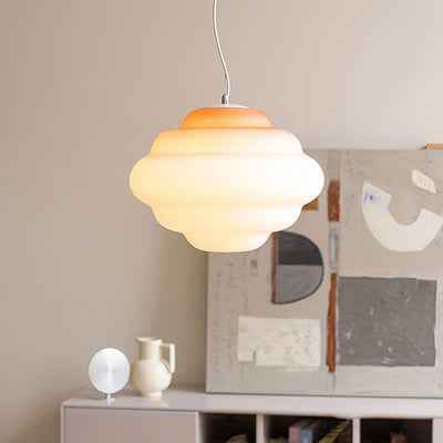 Gradient Cloudy Pendant Light – Frosted Glass Hanging Lamp in Vibrant Colours (E26/E27, Adjustable)