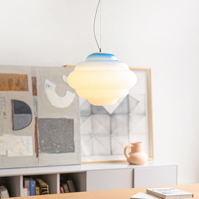 Gradient Cloudy Pendant Light – Frosted Glass Hanging Lamp in Vibrant Colours (E26/E27, Adjustable)