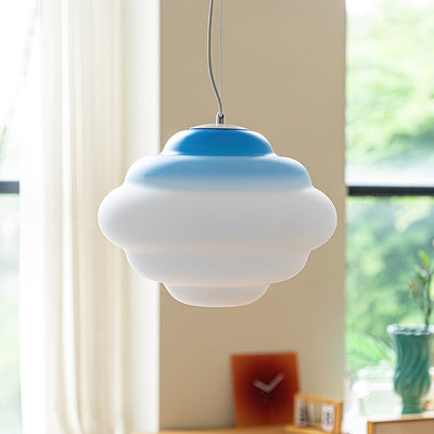 Gradient Cloudy Pendant Light – Frosted Glass Hanging Lamp in Vibrant Colours (E26/E27, Adjustable)