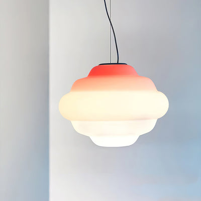 Gradient Cloudy Pendant Light – Frosted Glass Hanging Lamp in Vibrant Colours (E26/E27, Adjustable)