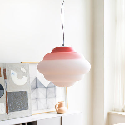 Gradient Cloudy Pendant Light – Frosted Glass Hanging Lamp in Vibrant Colours (E26/E27, Adjustable)