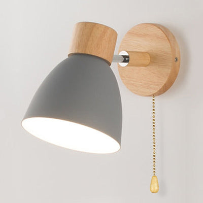 Yadiel Nordic Wooden Wall Lamp – Modern Hanging Light with Pull Switch