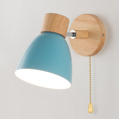 Yadiel Nordic Wooden Wall Lamp – Modern Hanging Light with Pull Switch