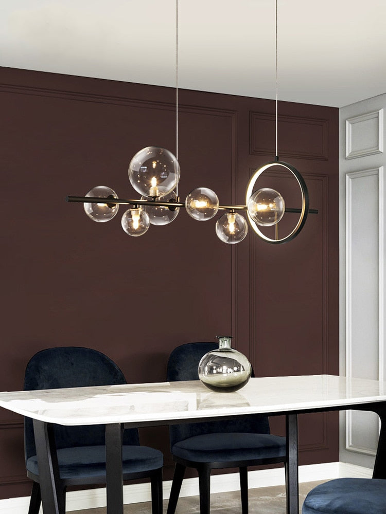 Bubble Glass Chandelier – Unique Transparent Floating Light Fixture (G4, Adjustable 150cm)
