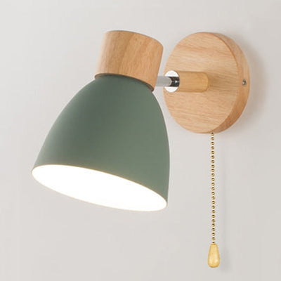 Yadiel Nordic Wooden Wall Lamp – Modern Hanging Light with Pull Switch