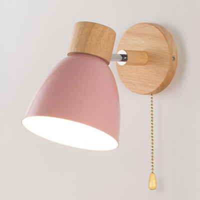Yadiel Nordic Wooden Wall Lamp – Modern Hanging Light with Pull Switch