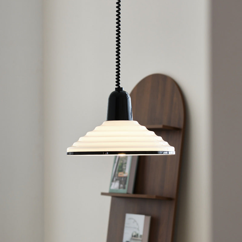 French Cream Wind Glass Pendant Light – Elegant Warm Glow Hanging Lamp (E27)