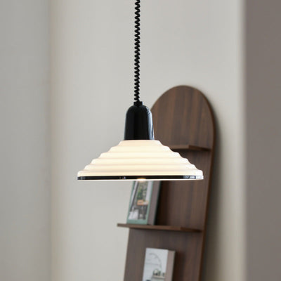 French Cream Wind Glass Pendant Light – Elegant Warm Glow Hanging Lamp (E27)
