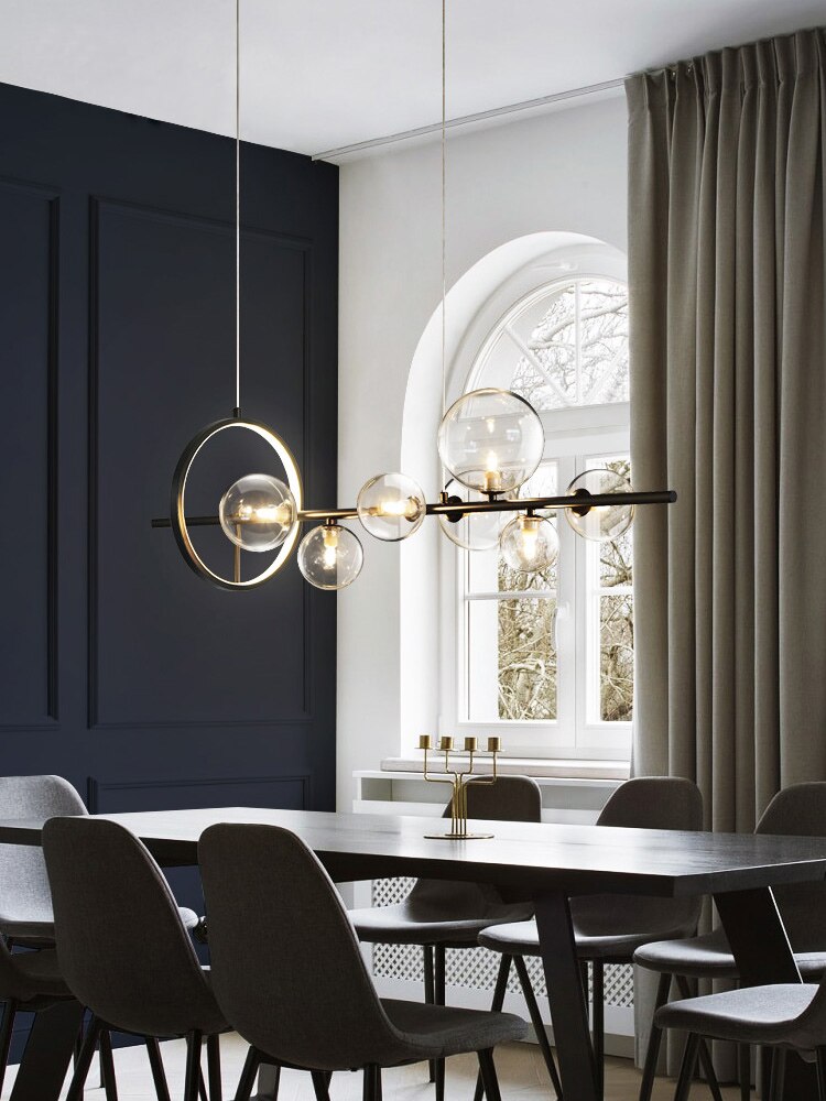 Bubble Glass Chandelier – Unique Transparent Floating Light Fixture (G4, Adjustable 150cm)