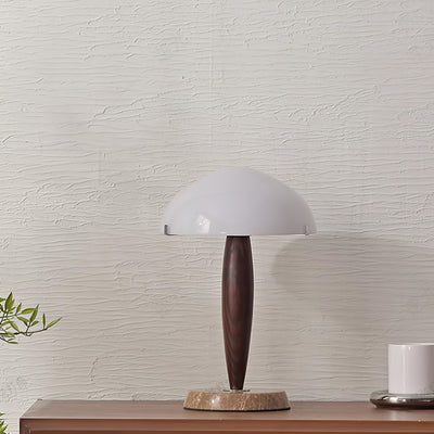 Herman Table Lamp – Elegant Glass & Walnut Desk Light (E14, LED Compatible, Modern Design)